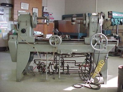 A typical glassblower's lathe