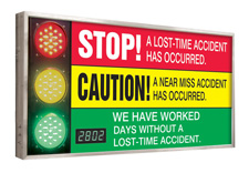 Electronic safety scoreboard with integrated traffic light